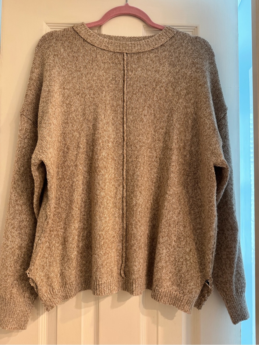 Unk Taupe Crewneck Sweater with Center Seam